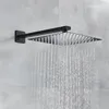 Matte Black LED Digital Display Shower Faucet Set 8" 10" 12" 16"Rain Waterfall Black Bathtub Hot and Cold Mixer Tap