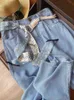 Szerokie spodnie rurowe dżinsy letnia wysoka talia gleba niebieskie frędzle proste rurowe spodnie dżinsowe 2022 Casual High Street Clothing Lady L220726