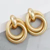 Dangle & Chandelier Lifefontier Matte Gold Round Twisted Knot Drop Earrings For Women Statement Geometric Design Fashion JewelryDangle