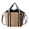 Evening Bags Casual Straw Basket Bag Striped Strap Rope Woven Women Handbags Paper Handmade Shoulder Crossbody Summer Beach Small Tote