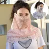 Berets Women's Lace Neck Collar Scarf Summer Thin Sunscreen Veil Small Silk Anti-UV Guard Mask Variety Multi-Function ScarfBerets