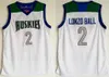 Chino Hills Huskies High School Basketball 2 Lonzo Ball Jerseys 1 Lamelo Team Kolor White Away Szygowanie i szycie sportowe bawełniane oddychające mężczyzn