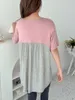 Damen-Nachtwäsche für Damen, weiblich, modal, Patchwork-Farbe, Schlaf-Tops, sexy Rundhals-Nachtwäsche, lässig, asymmetrisch, Heimkleidung, gemütlich