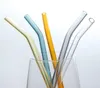 20cm Reusable Eco Borosilicate Glass Drinking Straws Clear Colored Bent Straight Milk Cocktail Straw High temperature resistance SN4885