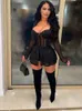 Hirigin Sheer Mesh Corset Zip Up Jaet Top en shorts 2 -delige sets Women Sexy Party Club Two Piece Outfit Streetwear 2022T220708 T220708