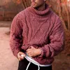 Mangas compridas homens espessados ​​suéter de lã grossa fios de gola alta do suéter de tricô com ritmo para outono inverno L220730