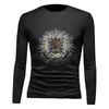 2022 new men's tops embroidery printing long-sleeved T-shirts trendy casual fashion all-match handsome young sequins bottoming shirts