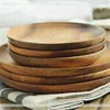 Dishes & Plates Wood Dinner Round Shape Wooden Serving Trays Fruit Saucer Dessert Bread Storage Tea Tray