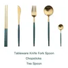 Geschirr-Sets, Besteck, Besteck, westliches Abendessen, Gabel, Löffel, Messer, Geschirr, Essstäbchen, goldfarbener Edelstahl, Geschirr-Sets, Geschirr