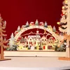 Juldekorationer bord prydnader för hemt upplyst hus trä mittstycken ledde helgdagar middag för raffinedchristmaschristmaschristma