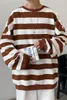 남자의 후드 땀 셔츠 남자 스웨터 코트 가을 줄무늬 긴 소매 느슨한 색상 일치하는 풀오버 다목적 레저 좋아하는 사람