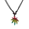 Pendant Necklaces 1pcs Resin White Brown Rasta Style Pot Leaf Necklace Black Wax Cotton Cord Adjustable JewelryPendant PendantPendant