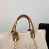 Marca de luxo clássico ch praia sacos lona pérola noite saco designer portátil compras grande capacidade bolsa feminina bolsas etiqueta mochila senhoras satchel z6hm