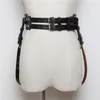 Cintos de couro hattyggo para mulheres Fashion Harness Corporal Bondage Suspcionistas Cintura de luxo Cintos de desenhista para mulheres Punk Dress Belt 220414