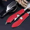 Taşınabilir takım çatal bıçak takımı Multitool Streetware gökkuşağı gereç şişesi yapabilir Spork çatal sofra piknik kamp kaşık bıçağı y220530