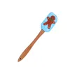 Outils de gâteau de noël manche en bois cuisine Fondant crème spatule Silicone beurre grattoir cuisine outil de cuisson DH4911