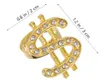 Crystal Dollar Sign Ring for Men Women Costume Accessories Money Symbol Zirconia Open Gold Rings Hip Hop Rapper Punk Costume Props