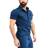 Herrbyxor män kort ärm avslappnad grundläggande arbete coverall ren färg last overall gata slitage jumpsuitmen's Men'smens Drak22