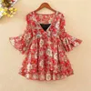 Bluzka szyfonowa TPS kwiatowy kimono boho cuffle koszulka damskie topy i bluzki plus koreańskie ubrania harajuku camisa df2448 210326