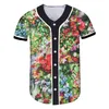 Baseball Jersey Shirt Mens Slim Fit 3D Printing Flowers beautiful Casual Big Size Clothing Unisex Button Tshirt 220623