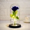 Decoratieve bloemen kransen kunstmatige roos bloem LED-licht in glas plastic basis voor decoratie Valentijnsdag geschenken Kerstmislampen