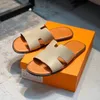 Designer Slippers Men Calfskin Slippers Flat Large Slides Summer Beach Sandals Lazy Scuffs Sandal Size 38-45