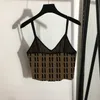 Sexy Sling Knits Vest Diamant Lettre Pin Gilets Strass Pins Short Tank Femmes Summer Knit Vest