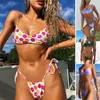 Bademode Frauen Sexy Bandage Bikinis Set Split Badeanzug Sommer Blume Drucken Strand Outfits Femme Badeanzug Biquinis Mujer 220509