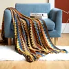 Koc bohemian sofa selimut penutup geometris rajutan sarung untuk kursi tempat tidur Kotakkotak Boho deKoratif CObertor Manta Deken 220613