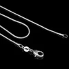 1 mm S925 Sterling verzilverde slangenketen voor vrouwen mannen dunne touwketens DIY ketting sieraden 16 18 20 22 24 inch