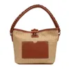 Summer Bucket Straw Woven Bag Women's New Versatile Woven Handbag Simple Single Shoulder Messenger Beach Bag 220614