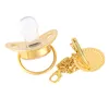 Pacifiers# 26 Name Initial Letter Baby Pacifier And Clips BPA Free Silicone Infant Nipple Gold Bling Born Dummy Soother