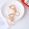 Creative Foot Bottle Opener Keychain Pendant Portable Kitchen Tool Corkscrew Baby Full Moon Commemorative Gift Keyring