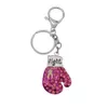 Sensibilisation au cancer du sein porte-clés émail cristal rose ruban porte-clés strass gants de boxe forme pendentif porte-clés porte-clés pour les femmes