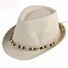 Wide Brim Hats HT3195 Straw Beach Hat Men Women Beads Band Summer Sun Vintage Male Female Cap Unisex Trilby Fedora Jazz Panama Eger22