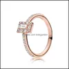 Bandringar smycken 925 Sterling Sier Rose Gold Finger Ring Charms Snowflake Love Heart Princess Crown For Women Wedding Party Drop Delivery