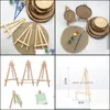 Evento de decora￧￣o de festa fornece jardim festivo para casa 8x15cm Natural Wooden Mini Tripod Hedding Pintura de casamento Small Holder Board Acces