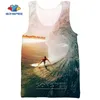 SONSPEE 3D-Druck Surfbrett Sommer Strand Herren Sport Meer Tank Tops Casual Fitness Bodybuilding Gym Muskel ärmellose Weste Shirt 220627