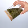 Glazen voedsel opslagcontainers Diameter 6.5 cm Luchtdichte voedselpotjes met bamboe houten deksels
