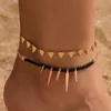 Модные 2pcs/Set Black Beads Fringe Nklet для женщин Boho Geometry сплав сплав.