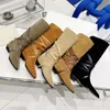 2022 Designer Cowboy Fahsion Point Boots Martin Desert Boots Bottes d'hiver Boots en cachemire 100% Real Leather 5Color M￩daille lourde Soles avec bo￮te NO398