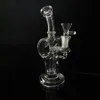 Glass Bong in Hookah Set Recycler Beaker Dab Rig Percolater Bongs Smoking Pipe with 14mm Male glass Tobacco bowl 7.6 inch Clear Transparent Thickness Pyrex Water pipes