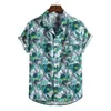 Mens bolso Hawaiian Floral Shirts Casual Manga Casual Button Down Camisa de praia Men Festas Férias Roupas Chemise Homme L220704