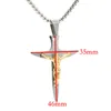 Hänghalsband korsar halsband rostfritt stål charm Crucifix Jesus 35 46mm 24 '' för kvinnor män smycken gåvor fyndigheter