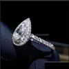 Anello solitario Anelli Gioielli Goccia d'acqua Diamante simulato Cz 925 Sterling Sier Bijou Fascino Fidanzamento Fede nuziale Per le donne Nuziale Fine Deliv