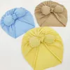 Bonnet à nœud papillon fait à la main, couleur bonbon, chapeaux élastiques pour nourrissons, confortables et chauds pour bébés filles, couvre-chef à la mode