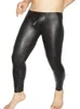 Dżinsy męskie seksowne sztuczne matowe skórzane legginsy cienkie solidne czarne spodnie klub nosić chude jeansmen's Heat22