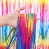 Girl Birthday Party Rainbow Tinsel Macaron Curtain Kids Party Background Wall Photo Zone Curtain Decoration 2m 1m L220708