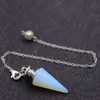 Pendants Natural Stones Pendulum for Dowsing Divination Chain Hexagonal Column Silvercolor Cone Pendant Reiki Pendule4351699