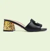 2022 nouveau design mode femmes sandales pantoufles en cuir med talon 5cm chaussures 35-41 atmosphère de luxe de haute qualité vous valez